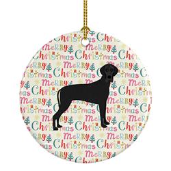 2.8 x 2.8 in. Unisex Great Dane Merry Christmas Ceramic Ornament