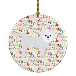 2.8 x 2.8 in. Unisex Maltese Merry Christmas Ceramic Ornament