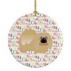2.8 x 2.8 in. Unisex Pekingese Merry Christmas Ceramic Ornament