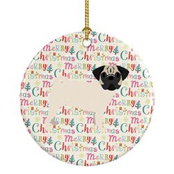 2.8 x 2.8 in. Unisex Pug No.1 Merry Christmas Ceramic Ornament