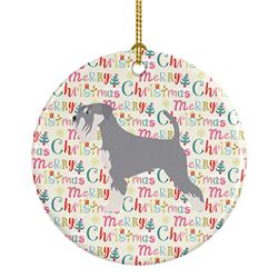 2.8 x 2.8 in. Unisex Schnauzer Merry Christmas Ceramic Ornament, Multi Color