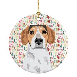 2.8 x 2.8 in. Unisex Beagle Tricolor No.2 Christmas Ceramic Ornament