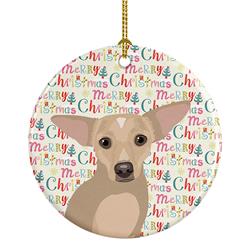 2.8 x 2.8 in. Unisex Chihuahua Silver Christmas Ceramic Ornament