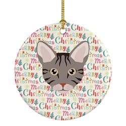 2.8 x 2.8 in. Unisex Ocicat Cat Christmas Ceramic Ornament