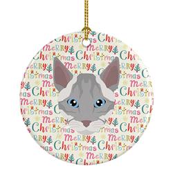 2.8 x 2.8 in. Unisex Ojos Azules Cat Christmas Ceramic Ornament