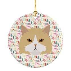 2.8 x 2.8 in. Unisex Oregon Rex Cat Christmas Ceramic Ornament