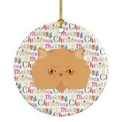 2.8 x 2.8 in. Unisex Persian Modern Cat Christmas Ceramic Ornament