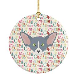 2.8 x 2.8 in. Unisex Peterbald Cat Christmas Ceramic Ornament