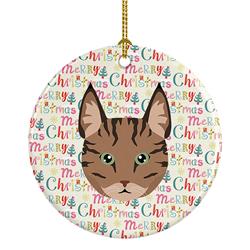 2.8 x 2.8 in. Unisex Pixie Bob Cat Christmas Ceramic Ornament