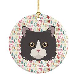 2.8 x 2.8 in. Unisex Poodle Cat Christmas Ceramic Ornament