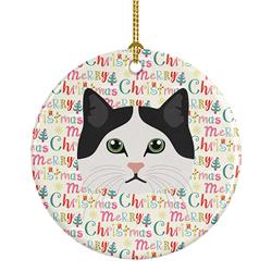 2.8 x 2.8 in. Unisex Ragamuffin Cat Christmas Ceramic Ornament