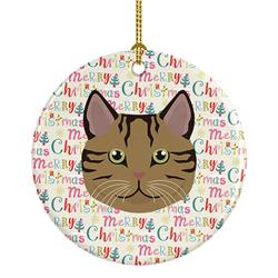 2.8 x 2.8 in. Unisex Scottish Straight Cat Christmas Ceramic Ornament