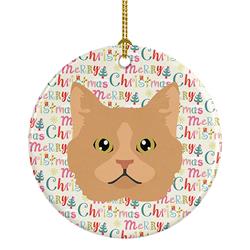 2.8 x 2.8 in. Unisex Selkirk Rex Cat Christmas Ceramic Ornament