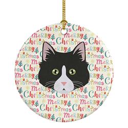 2.8 x 2.8 in. Unisex Siberian Forest Cat Christmas Ceramic Ornament