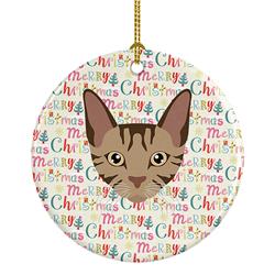 2.8 x 2.8 in. Unisex Sokoke Cat Christmas Ceramic Ornament