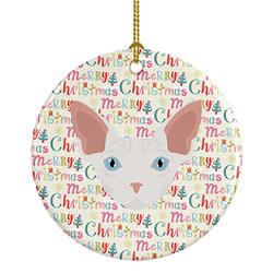 2.8 x 2.8 in. Unisex Sphynx Cat Christmas Ceramic Ornament