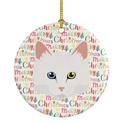 2.8 x 2.8 in. Unisex Turkish Angora Cat Christmas Ceramic Ornament