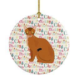 2.8 x 2.8 in. Unisex Abyssinian Cat Christmas Ceramic Ornament