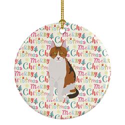 2.8 x 2.8 in. Unisex Aegean Cat Christmas Ceramic Ornament