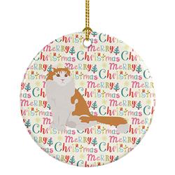 2.8 x 2.8 in. Unisex American Curl Cat Christmas Ceramic Ornament