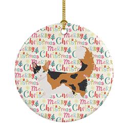 2.8 x 2.8 in. Unisex Skookum Cat Christmas Ceramic Ornament