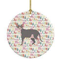 2.8 x 2.8 in. Unisex Sphynx No.2 Cat Christmas Ceramic Ornament
