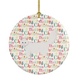 2.8 x 2.8 in. Unisex Turkish Angora Cat Christmas Ceramic Ornament