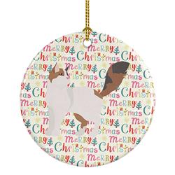 2.8 x 2.8 in. Unisex Turkish Van Cat Christmas Ceramic Ornament