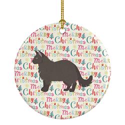 2.8 x 2.8 in. Unisex York Chocolate No.2 Cat Christmas Ceramic Ornament
