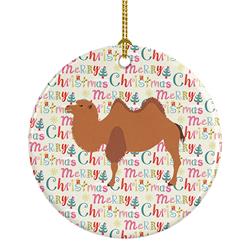 2.8 x 2.8 in. Unisex Bactrian Camel Christmas Ceramic Ornament