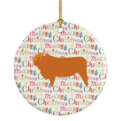 2.8 x 2.8 in. Unisex Highland Cow Christmas Ceramic Ornament