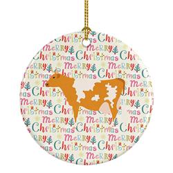2.8 x 2.8 in. Unisex Guernsey Cow Christmas Ceramic Ornament