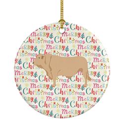 2.8 x 2.8 in. Unisex Charolais Cow Christmas Ceramic Ornament