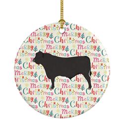 2.8 x 2.8 in. Unisex Black Angus Cow Christmas Ceramic Ornament