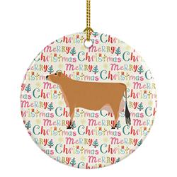 2.8 x 2.8 in. Unisex Jersey Cow Christmas Ceramic Ornament