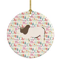 2.8 x 2.8 in. Unisex Malvi Cow Christmas Ceramic Ornament