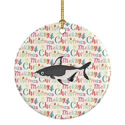 2.8 x 2.8 in. Unisex Iridescent Shark Christmas Ceramic Ornament