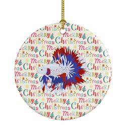 2.8 x 2.8 in. Unisex Comb Tail Betta Christmas Ceramic Ornament
