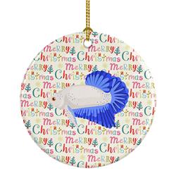 2.8 x 2.8 in. Unisex Plakat Betta Christmas Ceramic Ornament