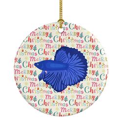 2.8 x 2.8 in. Unisex Super Delta Tail Betta Christmas Ceramic Ornament