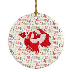 2.8 x 2.8 in. Unisex Veil Tail Betta Christmas Ceramic Ornament