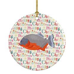 2.8 x 2.8 in. Unisex Piranha Christmas Ceramic Ornament