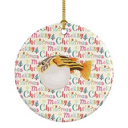 2.8 x 2.8 in. Unisex Puffer Fish Christmas Ceramic Ornament