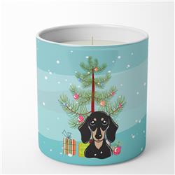 3.75 x 3.25 in. Unisex Christmas Tree & Smooth Black & Tan Dachshund 10 oz Decorative Soy Candle