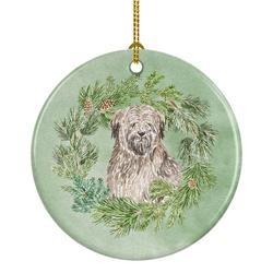 2.8 x 2.8 in. Unisex Briard Christmas Wreath Ceramic Ornament