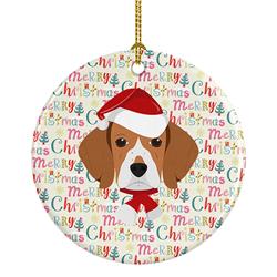 2.8 x 2.8 in. Unisex Beagle Merry Christmas Ceramic Ornament