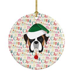 2.8 x 2.8 in. Unisex Boxer Merry Christmas Ceramic Ornament