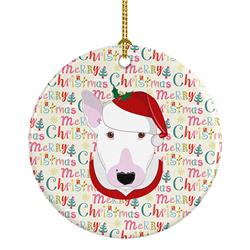 2.8 x 2.8 in. Unisex Bull Terrier Merry Christmas Ceramic Ornament