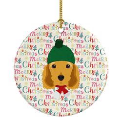2.8 x 2.8 in. Unisex Cocker Spaniel Merry Christmas Ceramic Ornament