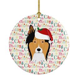 2.8 x 2.8 in. Unisex Collie Merry Christmas Ceramic Ornament